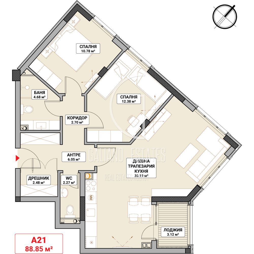 Тристаен апартамент за продажба в Младост 4 - 0